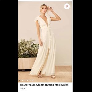Lulus Cream ruffled maxi dress